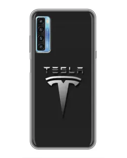Чохол для TCL 20L з картинкою «Сталевий логотип Tesla»