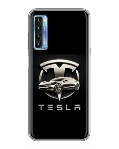Чохол для TCL 20L з картинкою «Tesla — срібне авто»
