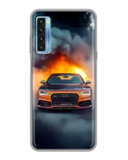 Чохол для TCL 20L з картинкою «Audi у вогняному диму»