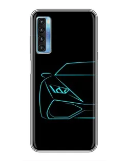 Чохол для TCL 20L з картинкою «Блакитний силует Lamborghini»