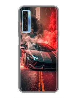 Чохол для TCL 20L з картинкою «Lamborghini червоний дим»