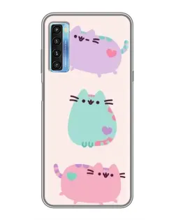 Чохол для TCL 20L з картинкою «Pusheen тріо»