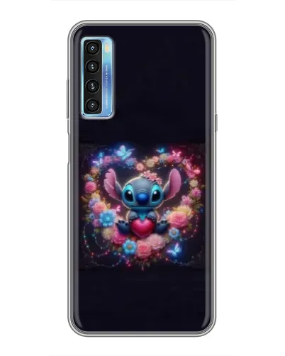 Чехол для TCL 20L с картинкой «Stitch в цветах»