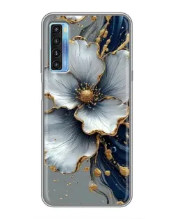 Чохол для TCL 20L з картинкою «Біла квітка та золотий флюїд» Чохол для TCL 20L з картинкою «Біла квітка та золотий флюїд»