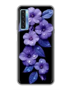 Чохол для TCL 20L з картинкою «Фіолетові квіти з росою»