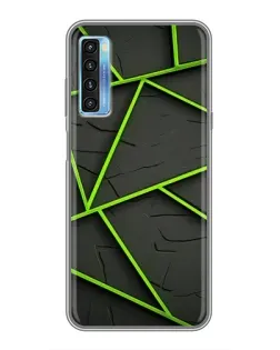 Чохол для TCL 20L з картинкою «Зелені геометричні лінії»