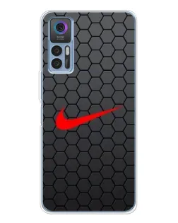 Чехол для TCL 30 Plus с картинкой «Nike — карбоновая сетка»