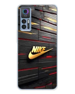 Чехол для TCL 30 Plus с картинкой «Золотой Nike на металле»