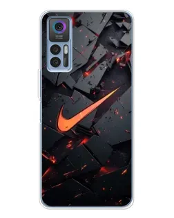 Чехол для TCL 30 Plus с картинкой «Nike — эффект разломов»