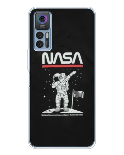 Чехол для TCL 30 Plus с картинкой «NASA — шагаем по Луне»