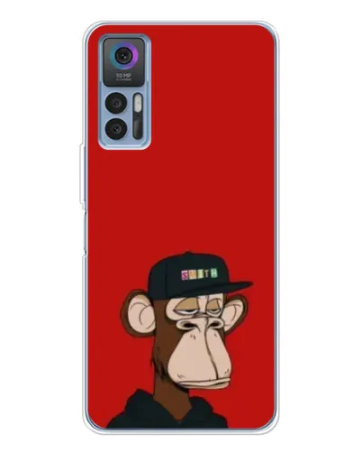 Чехол для TCL 30 Plus с картинкой «Bored Ape — красный фон»