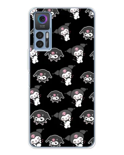 Чехол для TCL 30 Plus с картинкой «Черный паттерн Kuromi»