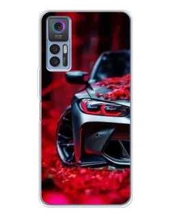 Чехол для TCL 30 Plus с картинкой «Спортивная BMW и цветы»