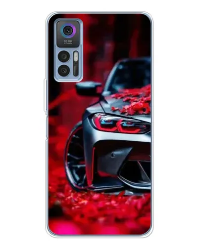 Чехол для TCL 30 Plus с картинкой «Спортивная BMW и цветы»