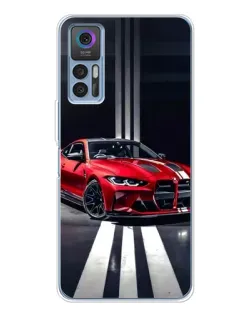 Чехол для TCL 30 Plus с картинкой «Красная BMW на дороге»