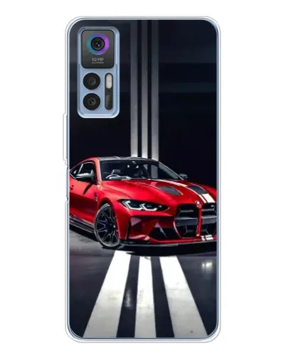 Чехол для TCL 30 Plus с картинкой «Красная BMW на дороге»