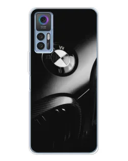 Чехол для TCL 30 Plus с картинкой «Эмблема BMW — макро»