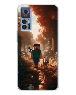 Чехол для TCL 30 Plus с картинкой «Стив в лесу»