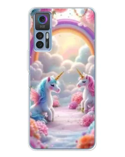 Чохол для TCL 30 Plus з картинкою «Веселка і єдинороги»
