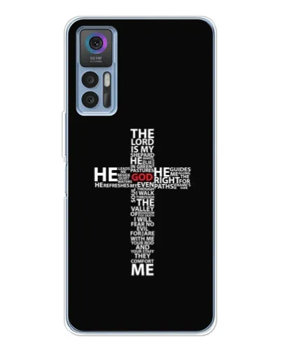 Чехол для TCL 30 Plus с картинкой «Текстовый крест» Чехол для TCL 30 Plus с картинкой «Текстовый крест»