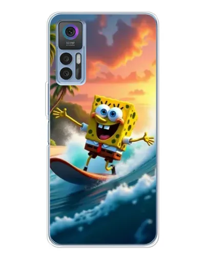 Чохол для TCL 30 Plus з картинкою «Губка Боб серфінгіст»