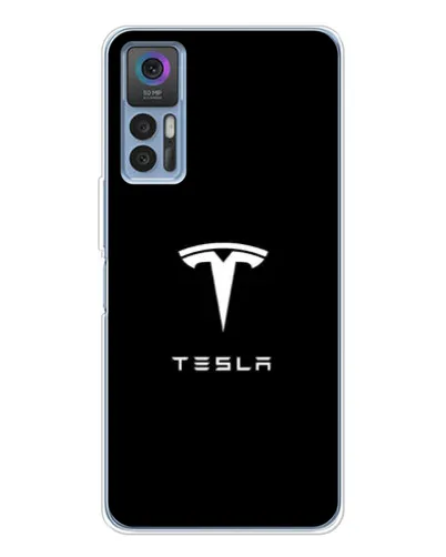 Чехол для TCL 30 Plus с картинкой «Tesla White Logo»