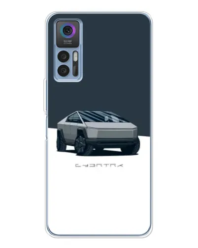 Чехол для TCL 30 Plus с картинкой «Серебристый Cybertruck Tesla»