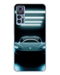 Чехол для TCL 30 Plus с картинкой «Tesla в неоне»