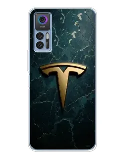 Чехол для TCL 30 Plus с картинкой «Мраморная Tesla Gold»