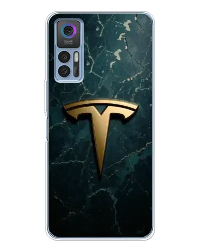 Чехол для TCL 30 Plus с картинкой «Мраморная Tesla Gold»