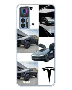 Чехол для TCL 30 Plus с картинкой «Коллаж Cybertruck Tesla»