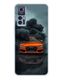 Чехол для TCL 30 Plus с картинкой «Audi в облаках дыма»