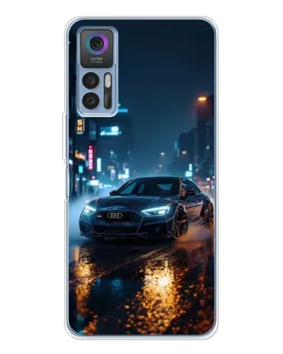 Чехол для TCL 30 Plus с картинкой «Ночной город и Audi»