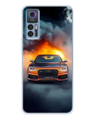 Чехол для TCL 30 Plus с картинкой «Audi в огненном дыму»