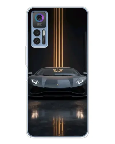 Чехол для TCL 30 Plus с картинкой «Lamborghini золотые линии»