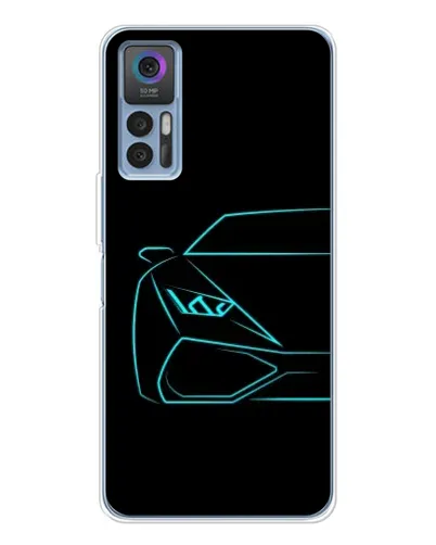 Чехол для TCL 30 Plus с картинкой «Голубой силуэт Lamborghini»