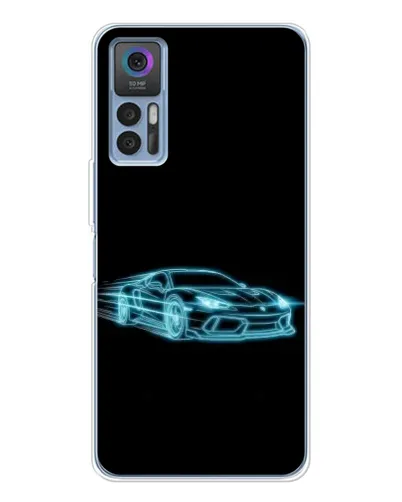 Чехол для TCL 30 Plus с картинкой «Неоновый контур Lamborghini»