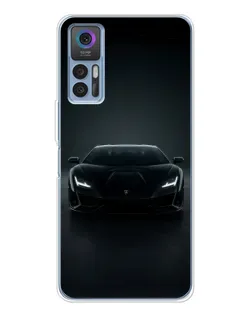 Чехол для TCL 30 Plus с картинкой «Черный Lamborghini Aventador»