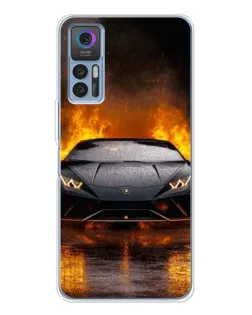 Чехол для TCL 30 Plus с картинкой «Lamborghini в огне»