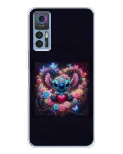 Чехол для TCL 30 Plus с картинкой «Stitch в цветах»