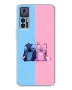 Чехол для TCL 30 Plus с картинкой «Stitch и Angel Love»