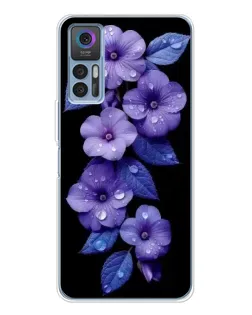 Чохол для TCL 30 Plus з картинкою «Фіолетові квіти з росою»