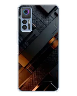 Чохол для TCL 30 Plus з картинкою «Чорні геометричні блоки»