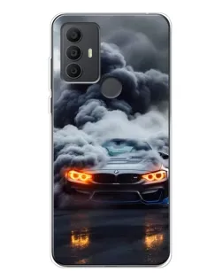 Чехол для TCL 30 SE с картинкой «BMW в дыму»