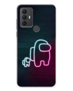 Чехол для TCL 30 SE с картинкой «Among Us неон-арт»