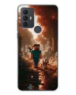 Чехол для TCL 30 SE с картинкой «Стив в лесу»