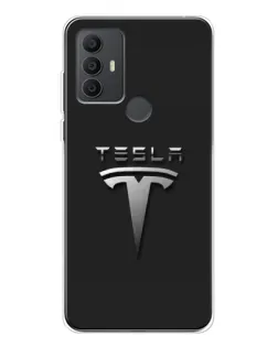 Чехол для TCL 30 SE с картинкой «Стальной логотип Tesla»