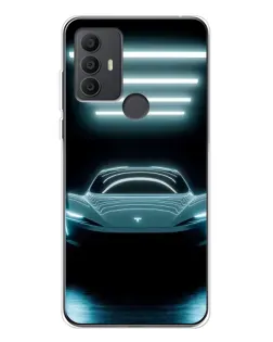 Чехол для TCL 30 SE с картинкой «Tesla в неоне»