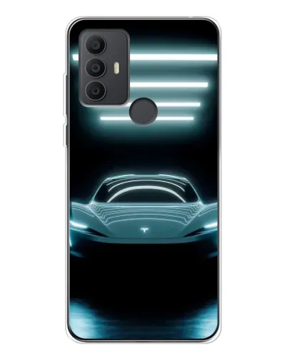 Чехол для TCL 30 SE с картинкой «Tesla в неоне»