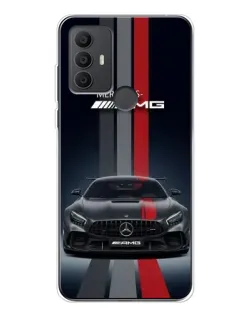 Чехол для TCL 30 SE с картинкой «Mercedes — белый карбон»